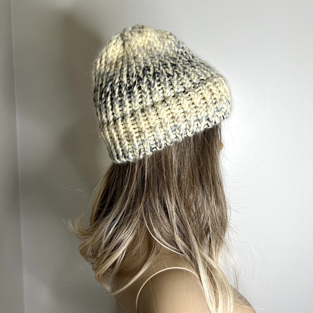 Handmade Crochet Cream Knit Winter Beanie Hat